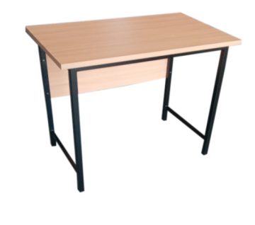 Escritorio metálico con cubierta de madera sin cajón